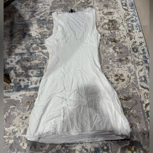 Sleeveless White Mini Dress with V-Neckline